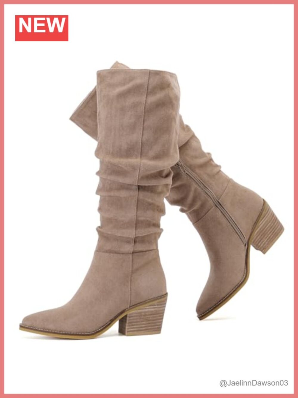 Women's Knee High Slouchy Boots Pointed Toe Block Heel